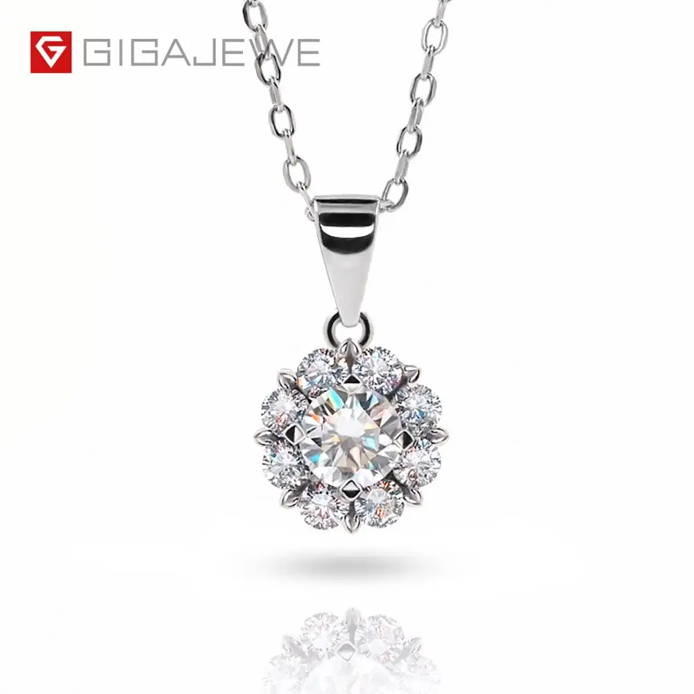 GIGAJEWE 0.5ct 5 мм EF круглое 18K покрытое белым золотом 925 серебряное ожерелье из моиссанита бриллиантовое