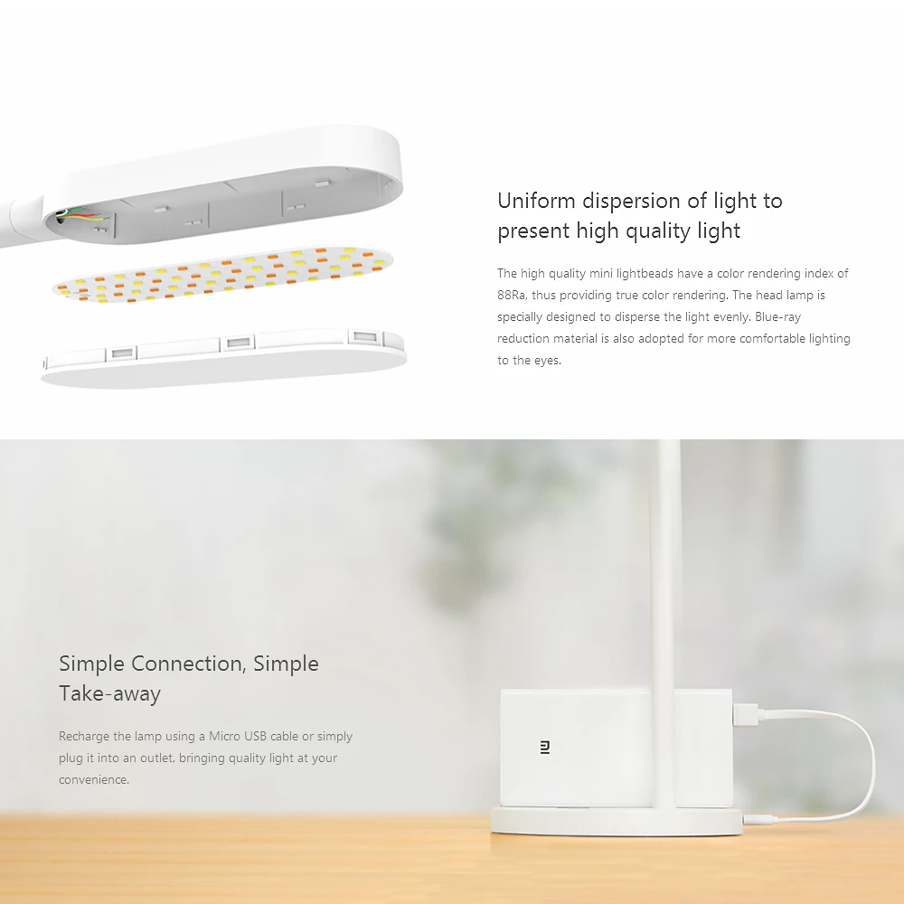 Для Xiaomi Yeelight Mijia светодиодный настольный светильник USB YLTD01YL 3 Вт Портативный Умный складной сенсорный Регулируемый Настольный светильник для чтения яркость света