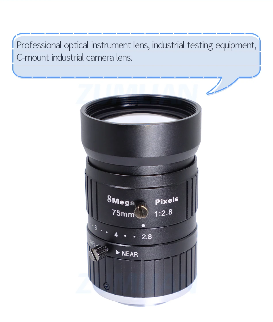 ZUMLIAN 75mm Prime-Objektiv 1'' C-Mount F2.8 Manuelle Blende 8MP Objektiv mit Geringer Verzerrung für Industrielle Inspektionskameras und Maschinenvision – Detail 6