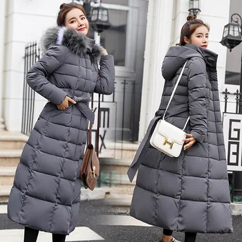 

X-Long 2020 New Arrival Fashion Slim Women Winter Jacket Cotton Padded Warm Thicken Ladies Coat Long Coats Parka Womens Jackets