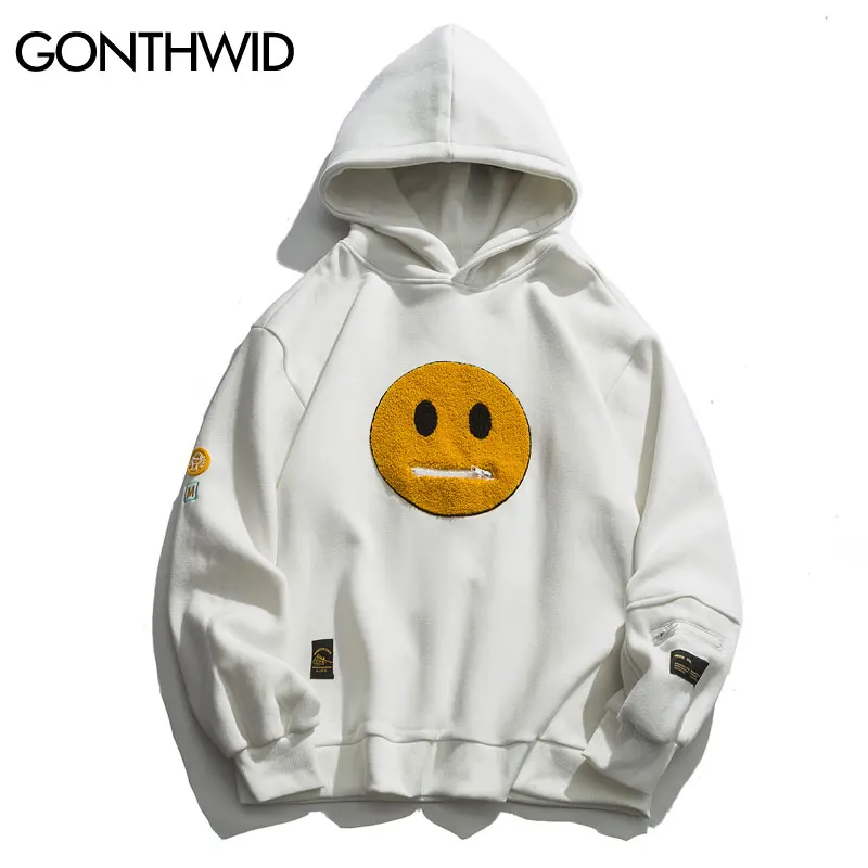 GONTHWID-Hoodies-Streetwear-Hip-Hop-Zipper-Pocket-Smile-Face-Patchwork ...