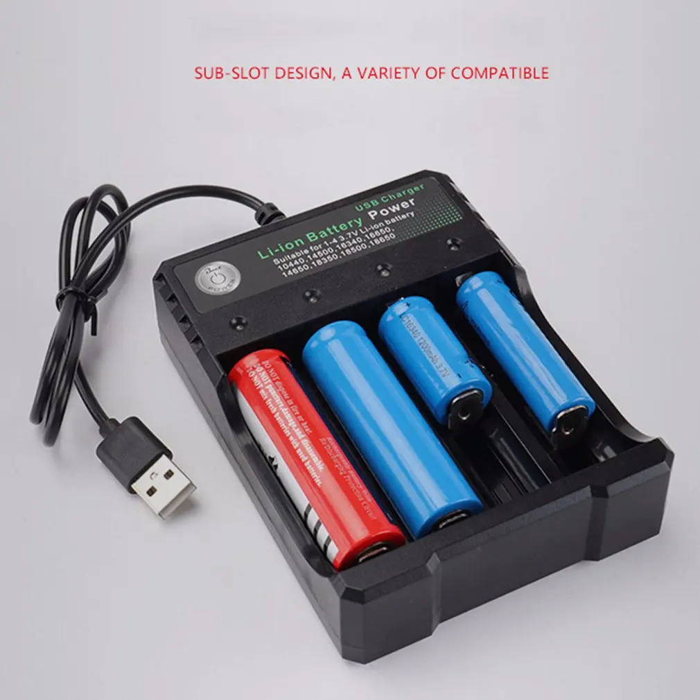 USB 18650 Зарядное устройство Черный 4 слота переменного тока 110 В 220 В двойной для 18650 зарядки 3,7 в перезаряжаемая литиевая батарея