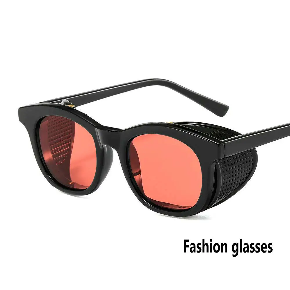 black red Ультралегкие Круглые ретро солнцезащитные очки для мужчин и женщин модные ветрозащитные очки в стиле панк мужские очки FML - Цвет линз: black red