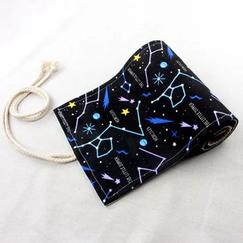 

Hot 36/48/72 Holes Star Cloth Fabric Pencil Case Canvas Painting Brush Container Pouch