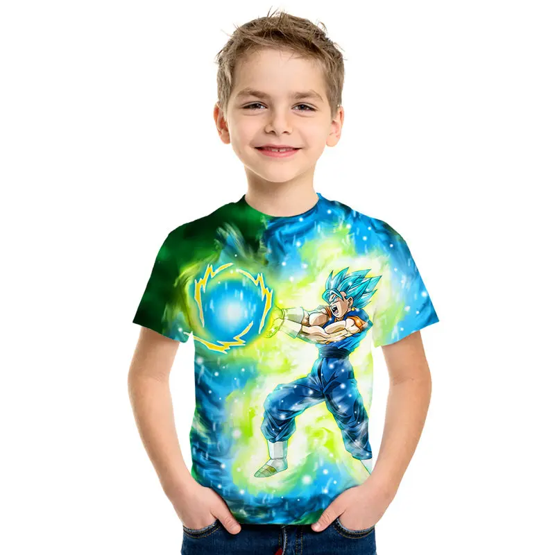 Новая детская футболка с 3D рисунком Dragon Ball Z Ultra Instinct Goku Super Saiyan God Blue Vegeta, летняя футболка с рисунком для мальчиков и девочек