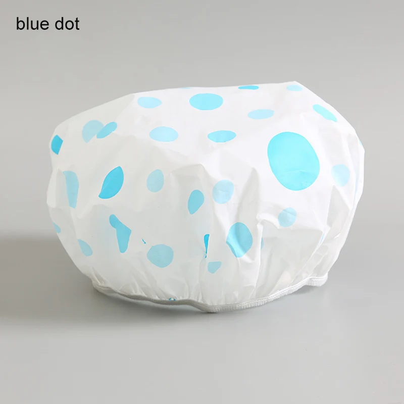 blue dot 1 шт., толстая водонепроницаемая шапочка для душа, выдвижная эластичная шапочка для душа, шапочка для душа, подвеска для ванной, макияж, портативная шапочка для душа - Цвет: blue dot