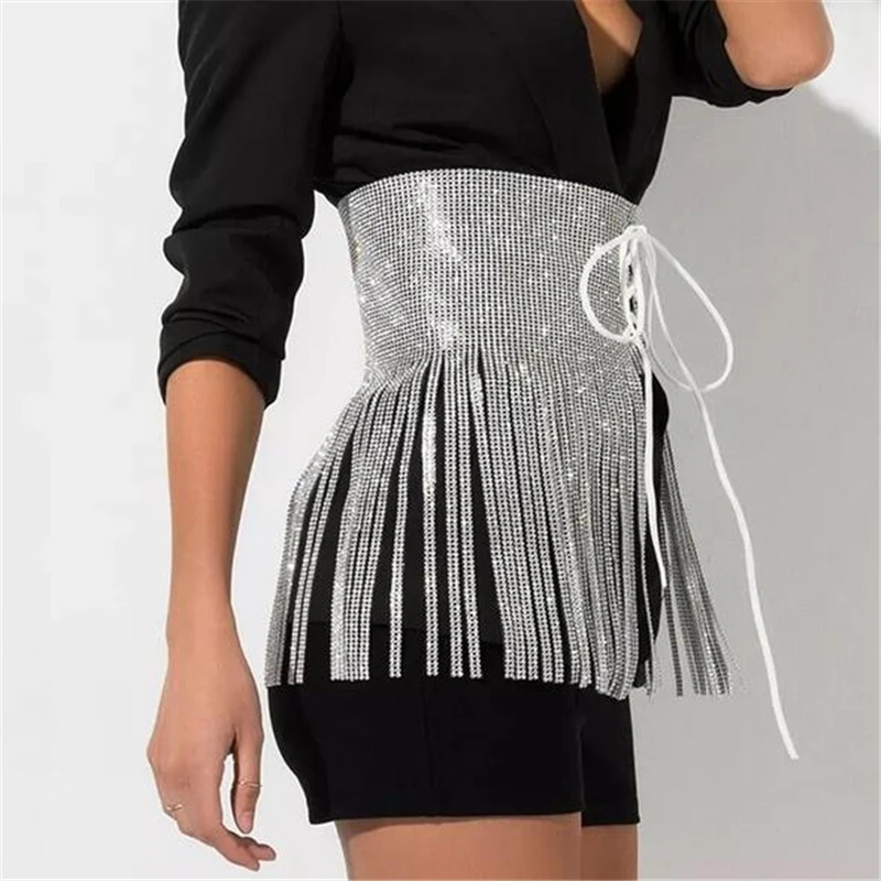 Women Rhinestone Sequin Tassel Fringe 