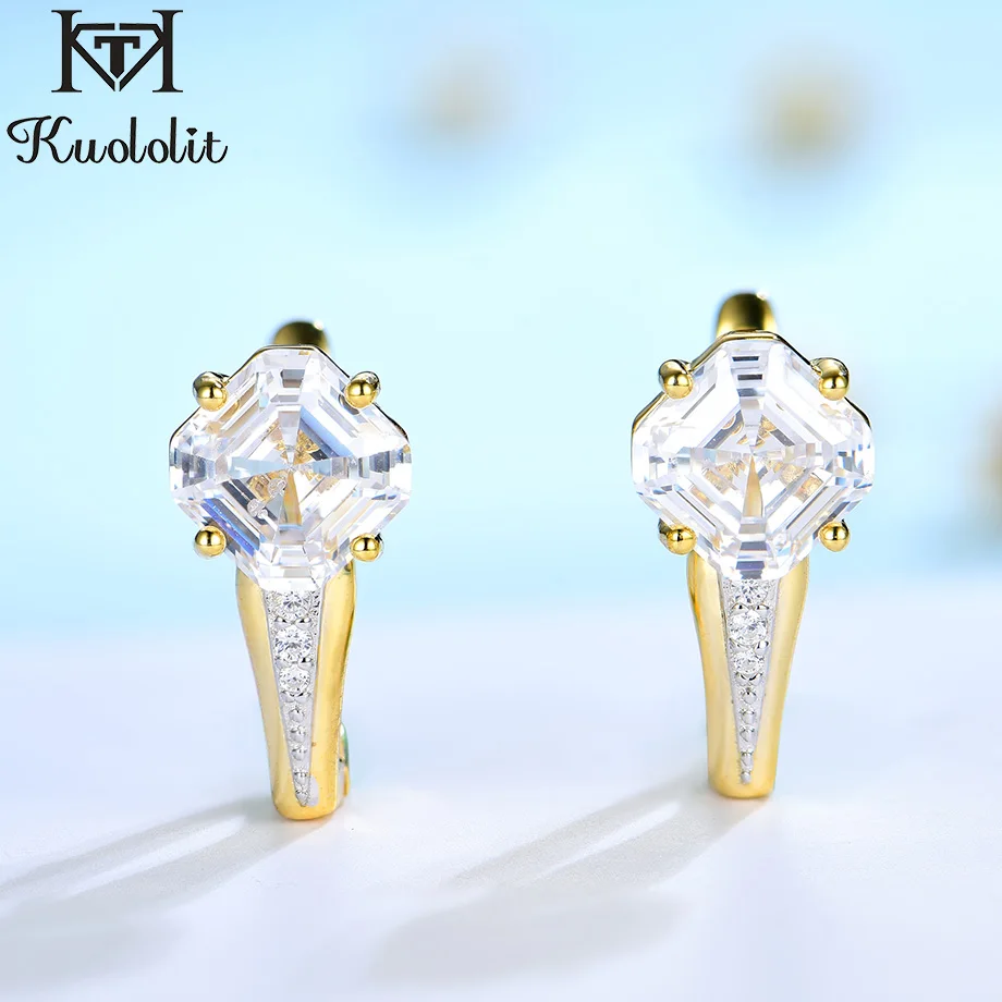 925 Sterling Silver Zircon Clip Earrings Gemstone Kuololit Luxury