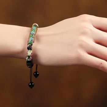 

Oriental Ethnic Fashion Bracelet- Simulated Galze Stone Beaded Bracelets Multi Colors FCN1487