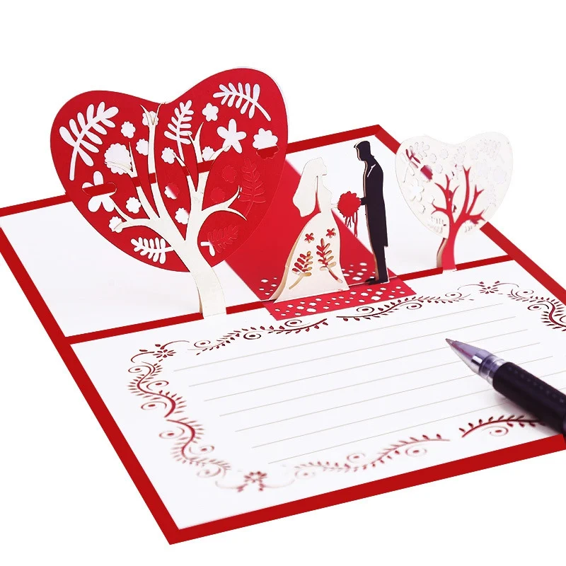  3d Chinese Wedding Invitations Wedding Greeting Card Stereo Party Invitations Card Blessing Wish Ca - 4000521685610