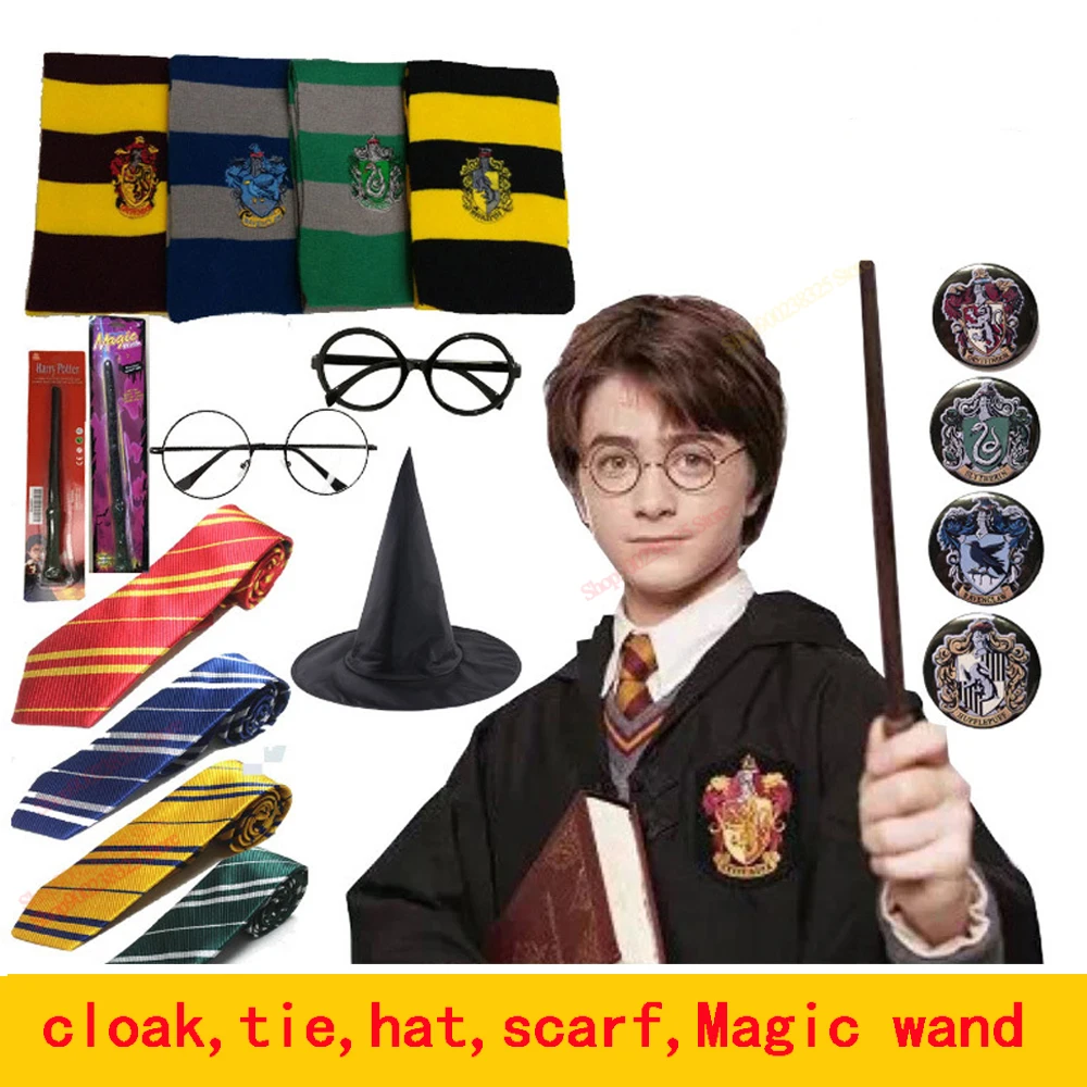 Харрис Поттер Magic халат очки плащ-накидка с капюшоном волшебная палочка костюм