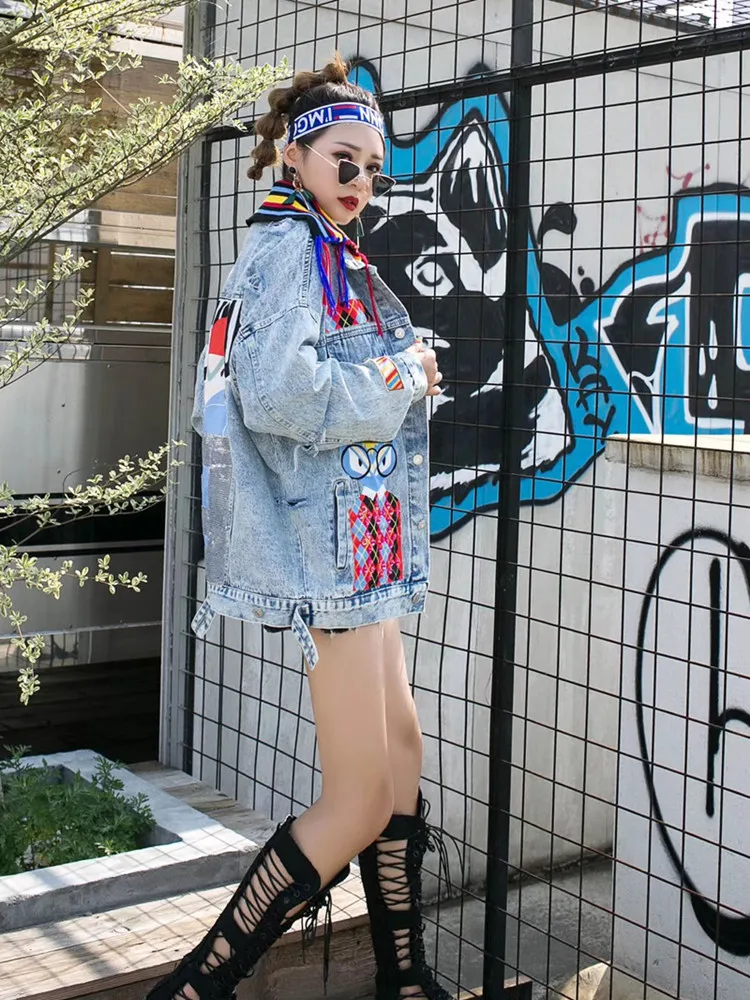 Джинсовая куртка Женская Весенняя Модная брендовая индивидуальная джинсовая bf с