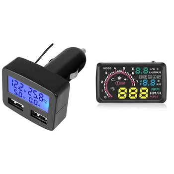 

5.5 Inch Hud Head Up Display Speeding Fuel Warning Windshield & Car Charger, Display Temperature in Vehicle
