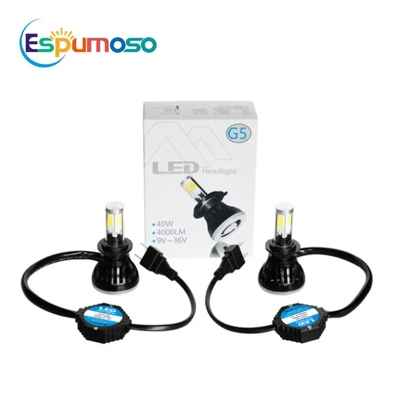 G5 H1 LED Light H4 H7 LED Headlights Car H3 H11 H27 HB3 HB4 9005 Automobile Headlamp COB 4 Sides Bulbs 80W 8000LM 2PCS