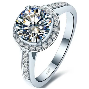 

F Color VS1 Test Positive Sterling Silver Ring 1.5CT Moissanite Diamond Ring Engagement Jewelry for Women 18K White Gold Plated