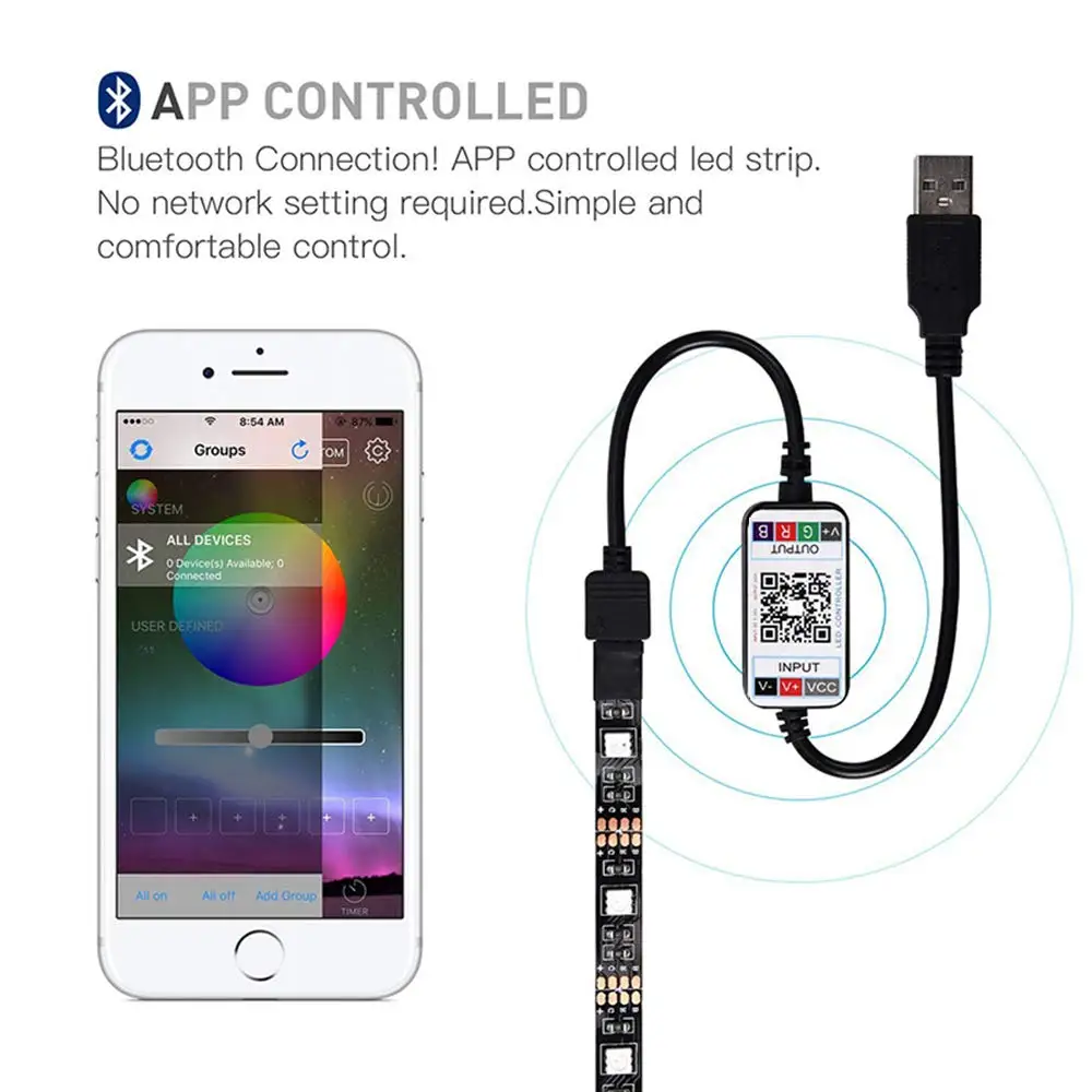 USB мощный светодиодный светильник RGB светильник s Bluetooth Wifi музыкальный таймер кухня ТВ ПК экран подсветка светодиодная лента лампа для шкафа светильник