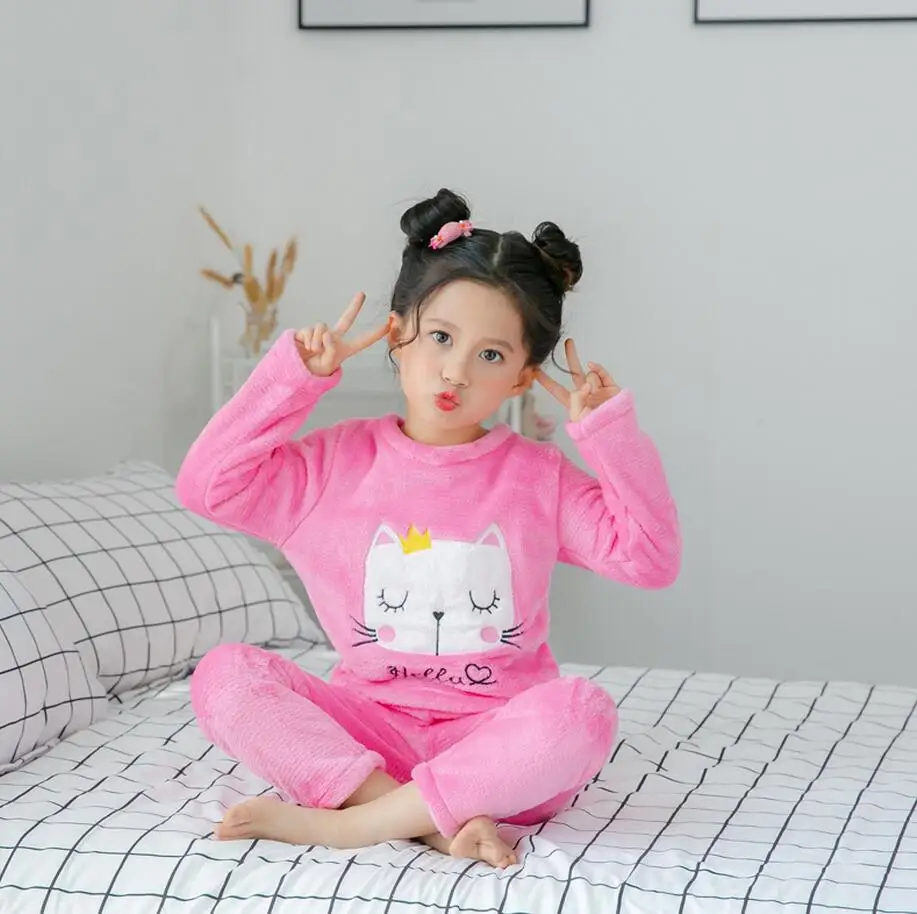 Детские флисовые пижамы; зимняя теплая фланелевая одежда для сна; одежда для отдыха для девочек; детские пижамы из кораллового флиса; Большой Длинный топ для девочек - Цвет: model 6
