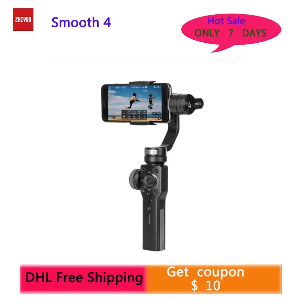  Zhiyun Smooth 4 3-Axis Handheld Smartphone Gimbal Stabilizer VS Zhiyun Smooth Q Model for iPhone X 