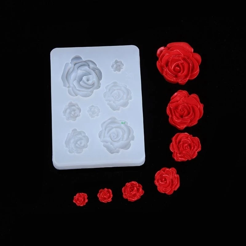 Silicone Mold 7 Sizes Resin Rose Flower Pendant Silicone Mold Resin Jewelry Making Art Crafts