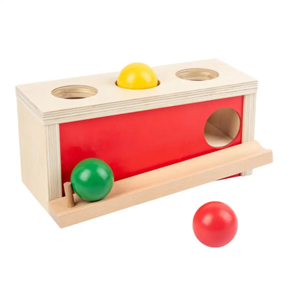 Montessori Object Permanence Box Wooden Toy Ball Drop Wooden
