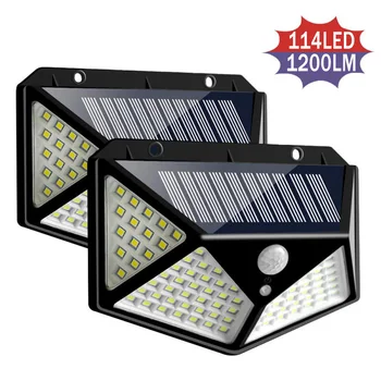 

Solar Powered Wall Lights Exterior Motion Sensor Led Spotlight IP65 Outdoor Night Light Garden Wall Lamp Streetlight 1114leds