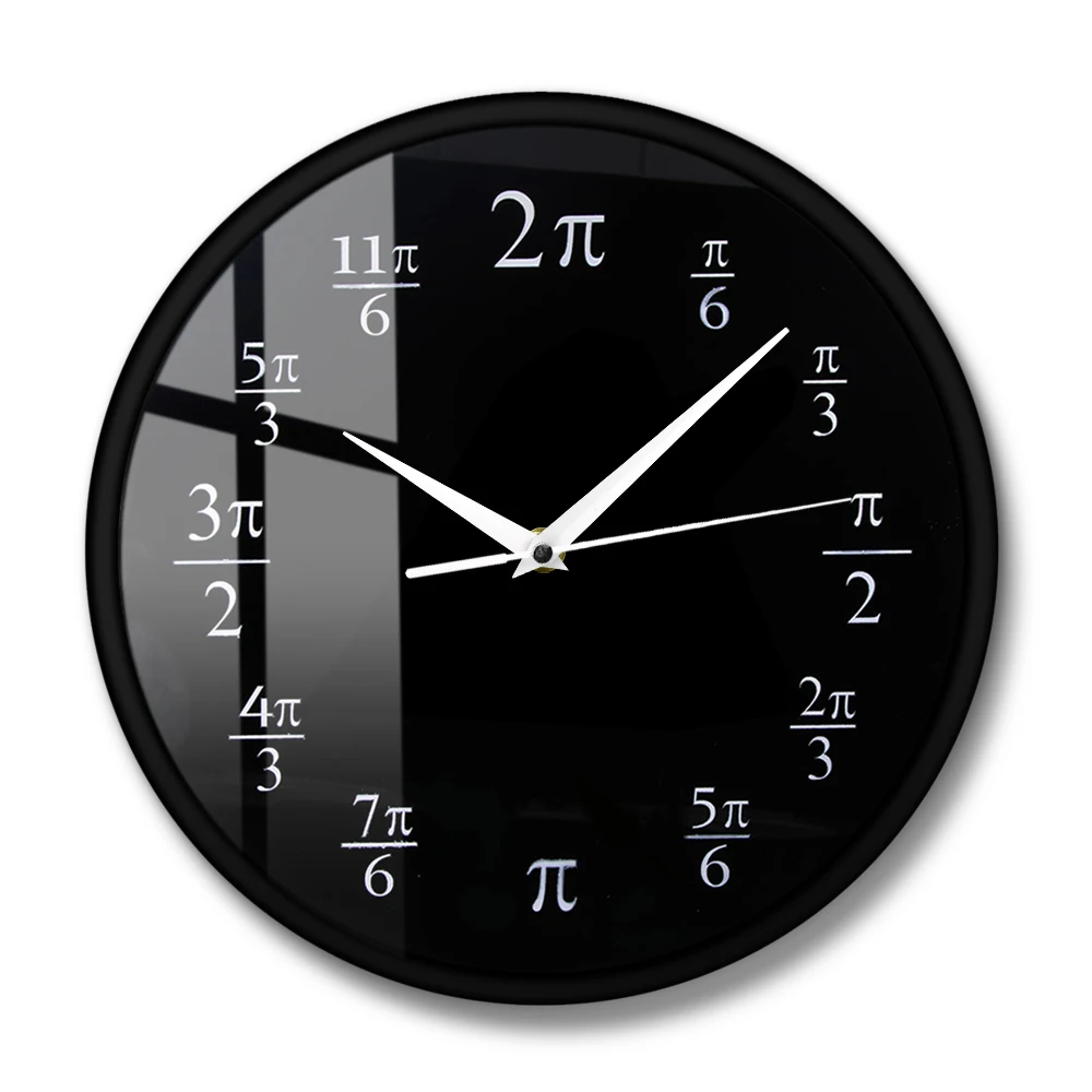 3.14 Pi Wall Clock Mathematical Pi Classroom Wall Decor Black Acrylic Pop Quiz Wall Clock Color:Metal Frame