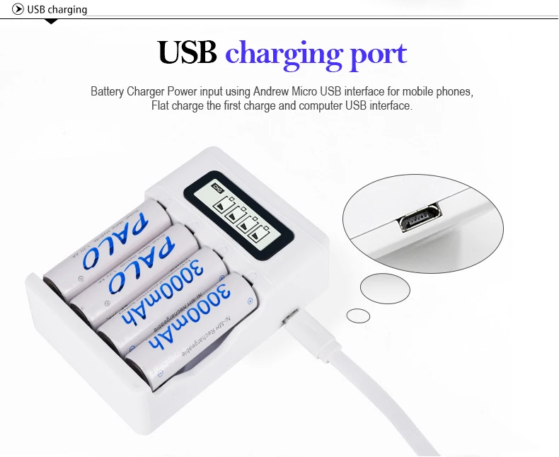 PALO 4-8 Slots Fast Smart Charger LCD Display Intelligent Battery Charger For 1.2V AA AAA NiCd NiMh Rechargeable Battery