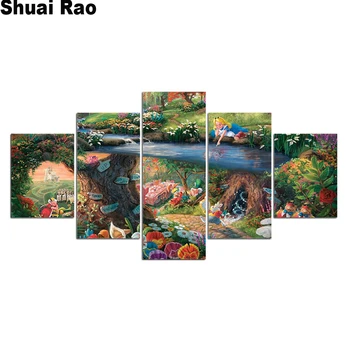 

diamond art rhinestone"child's fairy tale"3d embroidery diamond mosaic full round/square 5d diamond painting cartoon 5pcs,