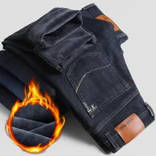 Lguc. H зимние мужские джинсы, теплые вельветовые мужские джинсы, модные прямые мужские джинсы s, черные Стрейчевые джинсовые штаны, большие размеры 7xl