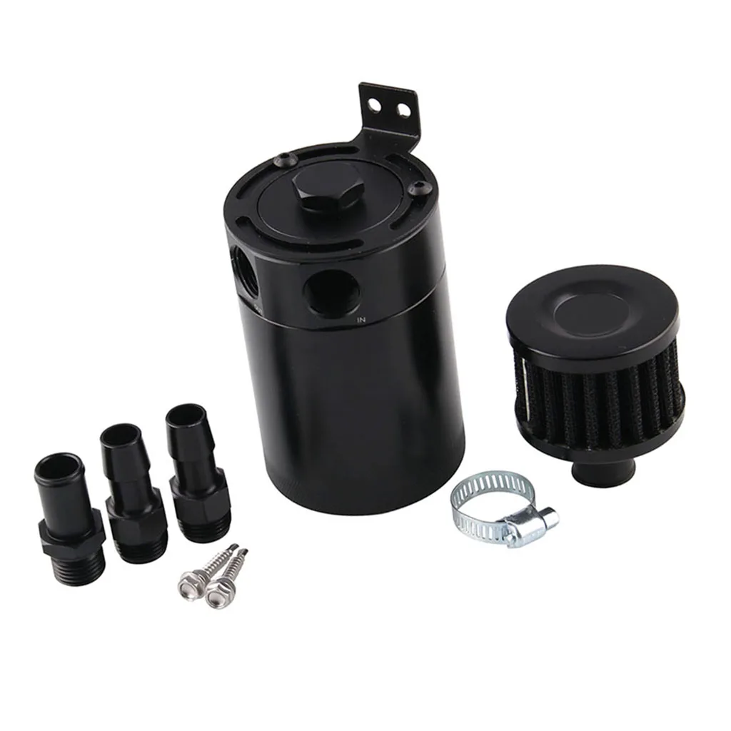 Aluminum Compact Baffled 2-Port Oil Catch Can Tank Inlet Outlet Separator