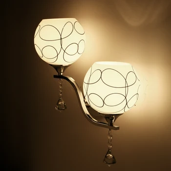 

Modern Led Wall Lamp European AC85-260V 2Heads Crystal Wall Light Stainless Steel Siliver Ailse Foyer Corridor Bedside Wall Ligh