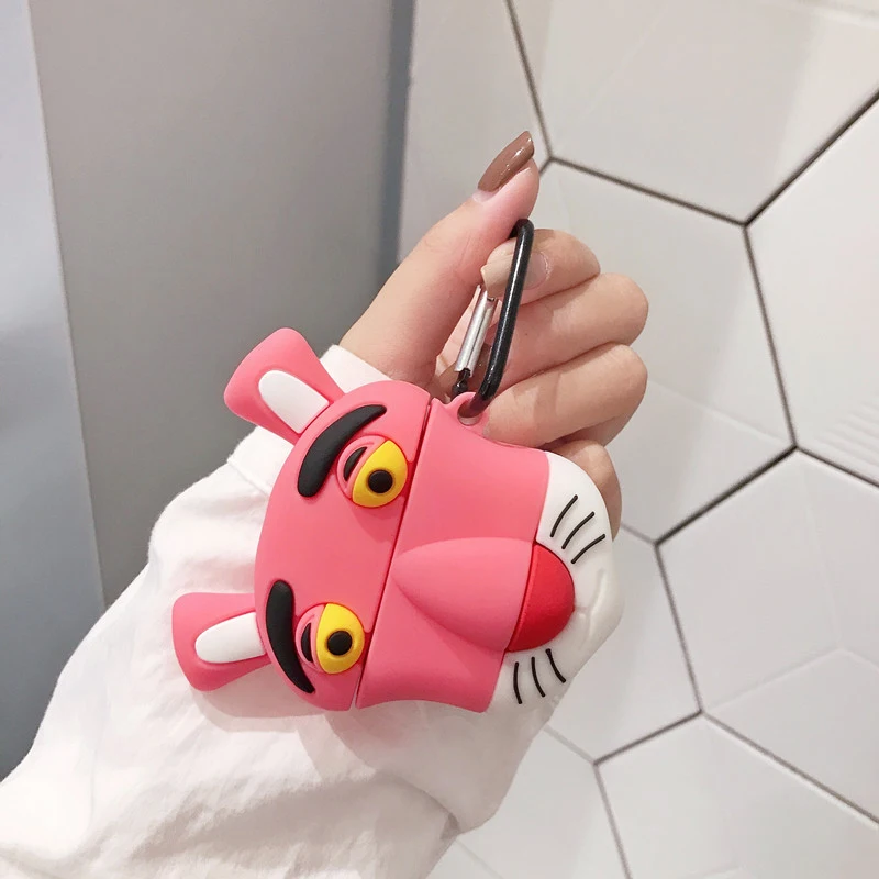 Милый розовый пантера чехол для наушников Apple Airpods 1/2 Силиконовый Модный мультфильм противоударный беспроводной Bluetooth чехол для наушников