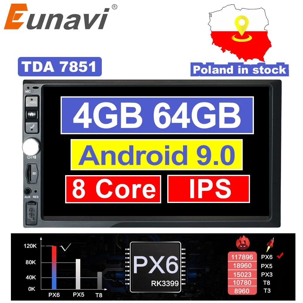 Eunavi 2 Din 7 ''Восьмиядерный Универсальный Android 9,0 4 Гб ram автомобильный Радио Стерео gps навигация WiFi 1024*600 сенсорный экран 2din без DVD Eunavi 2 Din 7 ''Восьмиядерный Универсальный Android 9,0 4 Гб ram автомобильный Радио Стерео gps навигация WiFi 1024*600 сенсорный экран 2din без DVD