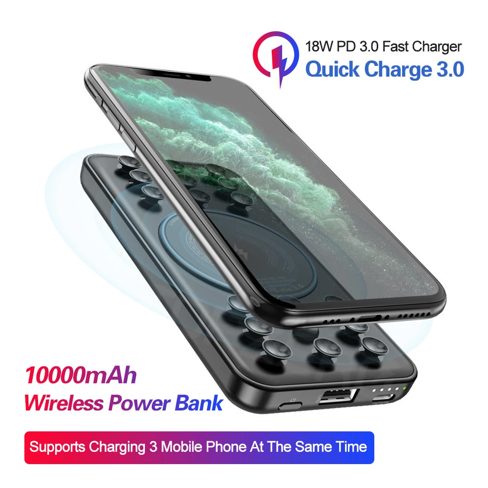 Быстрая Зарядка Qi Беспроводное зарядное устройство QC3.0 PD3.0 10000 мАч портативное