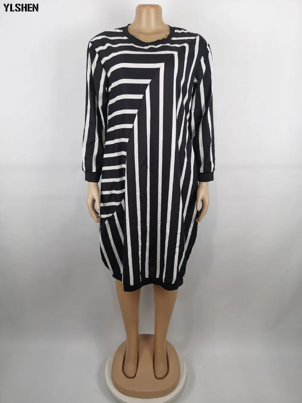 2020 Dashiki Traditional African Dress for Women Long Sleeve Loose Stripe Ankara Dresses African Clothes Robe Africaine Femme 09