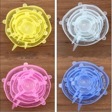 6 шт./компл. силиконовые крышки прочные Многоразовые продукты сохранить крышку Жаростойкие подходит для всех размеров и форм контейнеров