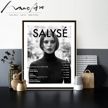 

Black and white fashion lady portrait photography fashion poster magazine cover nordic poster canvas wall art