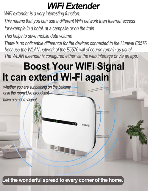 HUAWEI 4G Cell WiFi 3 E5576-855 Router 2.4GHz Fee 150Mbps 1500mAh ...