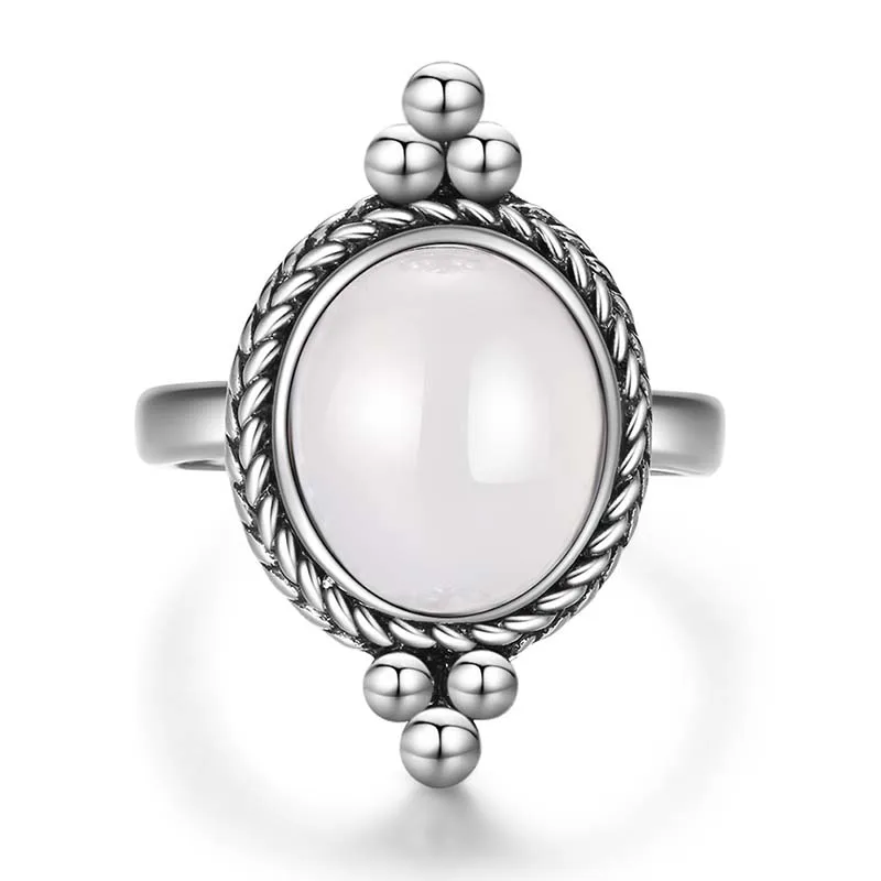 white Bague Ringen Стерлинговое Серебро 925 ювелирные изделия кольца для мужчин и женщин пара влюбленных Кольцо нейтральный Винтажный стиль вечерние подарки на день рождения - Цвет камня: white