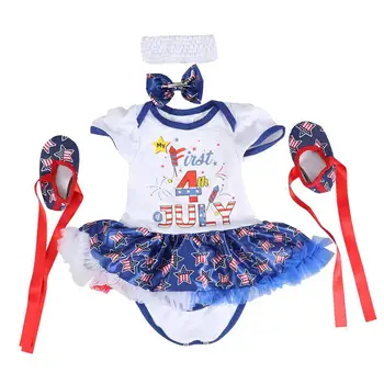 

Toddler Baby Girls Patriotic Dress Independence Day 4th of July Princess Dress Romper Tutu Outfits Party Costume Size 3-12 Month