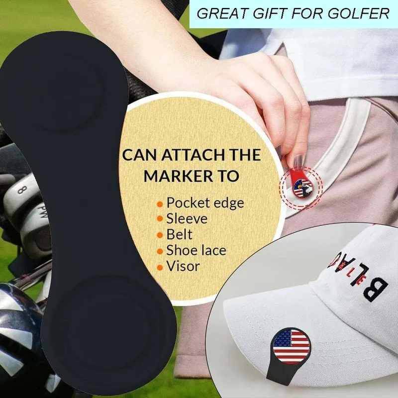 2 Pcs Silicone Magnetic Golf Hat Clip Ball Marker Holder Attach to Your Cap Pocket Edge Belt Clothes Gift