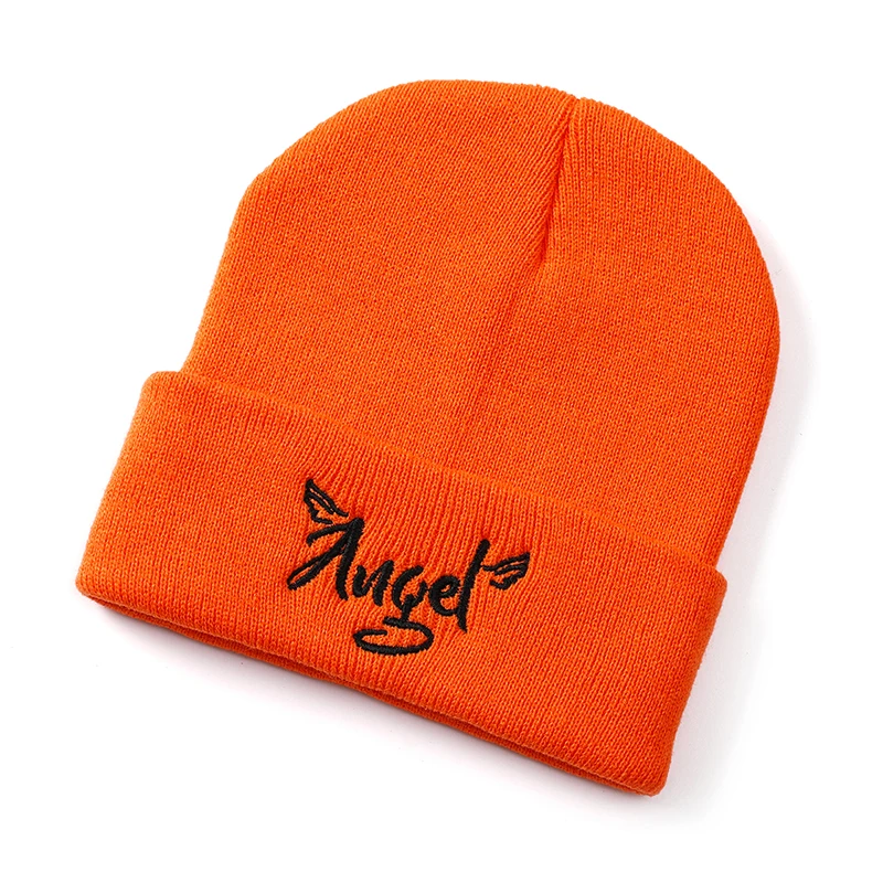 New Wild Boar Animal Embroidery Knitted Cap Fall and Winter,unisex beanie,outdoor hat for men and women - Color: ANG orange