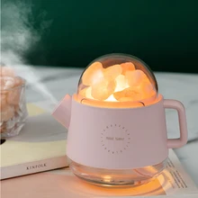 Humidifier USB Wireless Charging Crystal Aroma Diffuser with Salt Stone Kettle Aromatherapy Essential Oil Diffuser with Light
