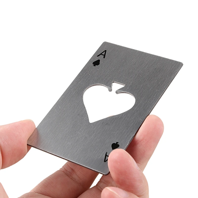 Playing Card Ace of Spades Poker Bar Tool Soda Stainless Steal Beer Bottle Cap Opener