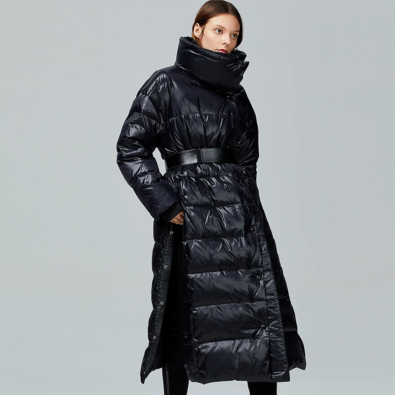Новинка, зимняя куртка для женщин, 90% белый утиный пух, куртка, теплые пальто, длинные пуховики, парки для женщин, повседневное Модное Длинное пуховое пальто, верхняя одежда