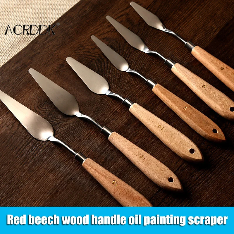Palette Knife Painting Stainless Steel Spatula Palette Knife Oil Paint Metal Knives Wood Handle FL 3