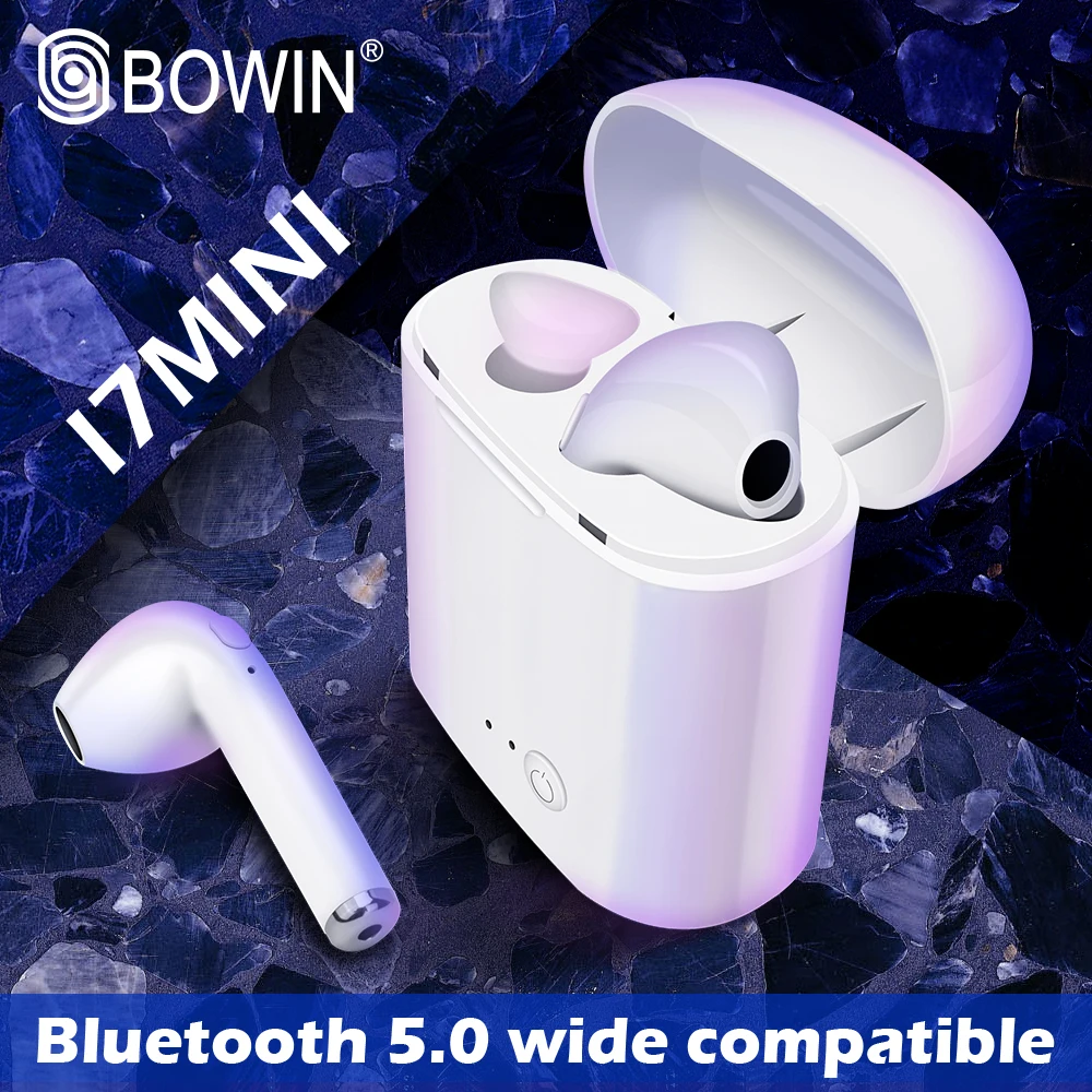 BOWIN i7 Mini TWS Bluetooth беспроводные стерео наушники с зарядной коробкой спортивные гарнитуры для всех смартфонов