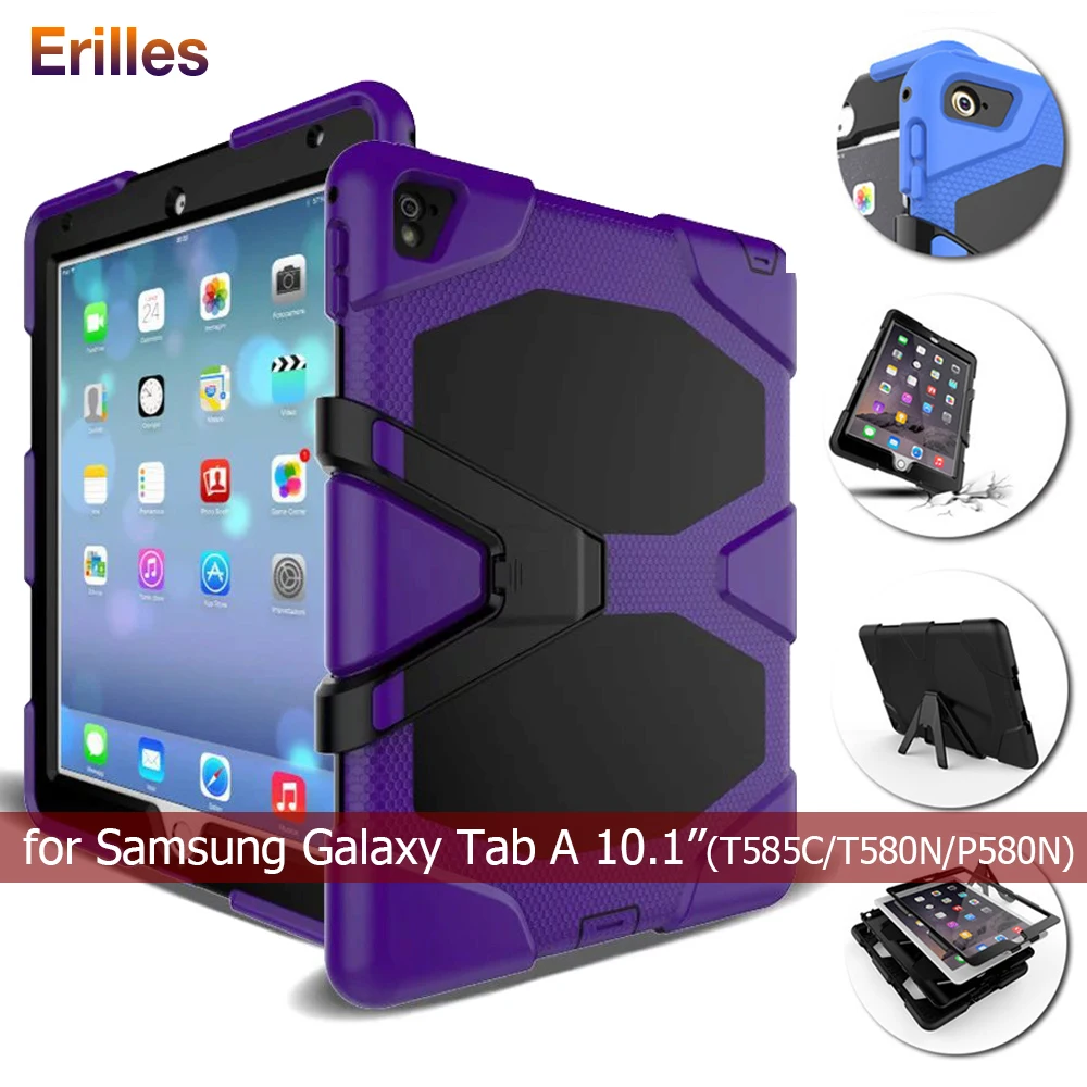 

Tablet Case for Samsung Galaxy Tab A 10.1 2016 T580 T585 Shocproof Cover with Stand Holder for Samsung Tab A6 10.1 SM-T585N