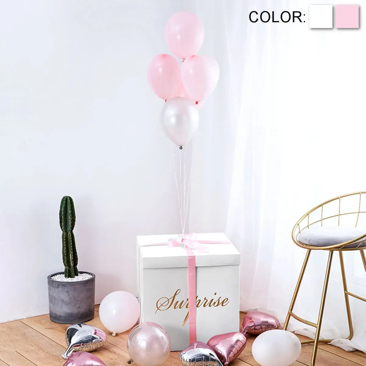 

White Pink DIY Surprise Explosion Gift Box Party Wedding Decoration Surprise Explosion Gift Balloon Bin Box Anniversary Gifts