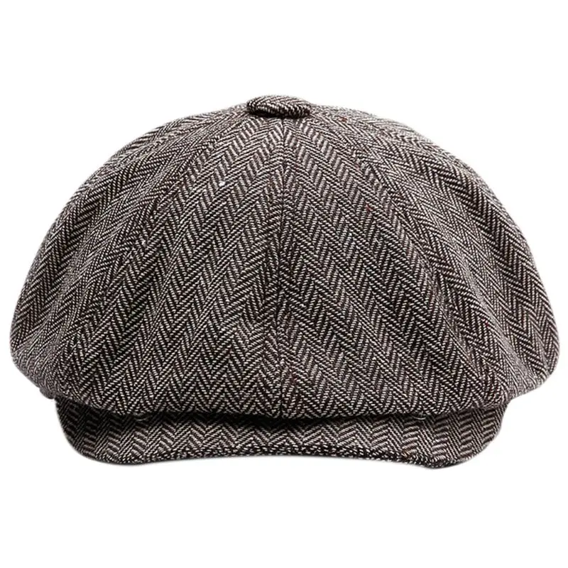 Унисекс Винтаж елочка Тыква плюща Кепка восьмиугольная Snap Brim Newsboy берет Hat L9BE